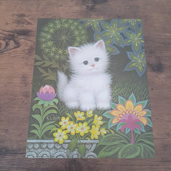 Arthur A Kaplan K Chin Puppies Kitten Floral Prints Set of 3 - Picture 7 of 16